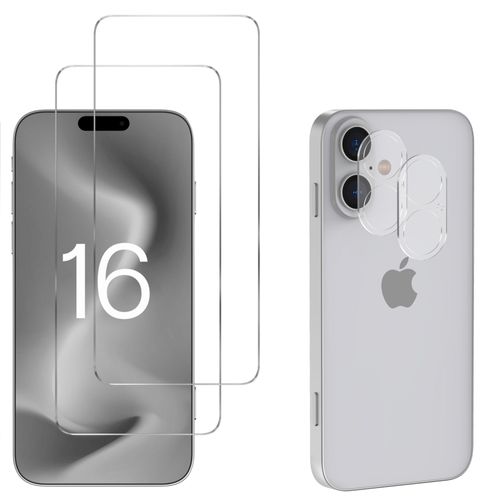 Verre Trempé Pour Iphone 16 Et Protection Caméra [Pack 2] Film Vitre Protection Phonillico®