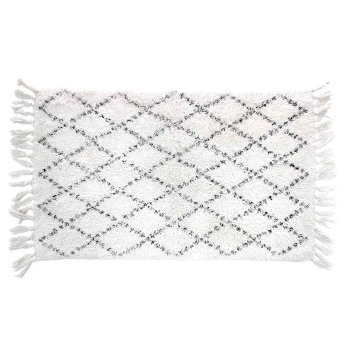 Paris Prix - Tapis De Bain À Franges "Latika" 50x80cm Blanc