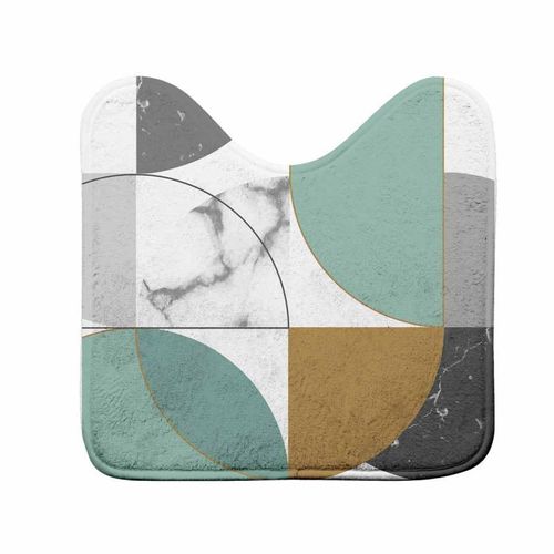 Paris Prix - Tapis Contour Wc "Geomarbre" 45x45cm Bleu