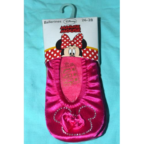 Chaussons Antidérapants Disney Princesse Minnie Mouse Fille Rose Fushia Ballerines Brillantes Pantoufles Souples Enfant 26 - 27 - 28 - Cadeau Idéal