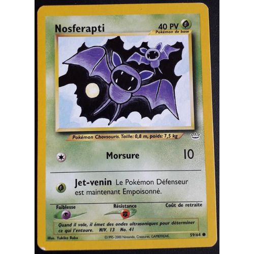 Carte Pokémon Nosferapti 59/64 - Neo Révélation Wizards (Fr)