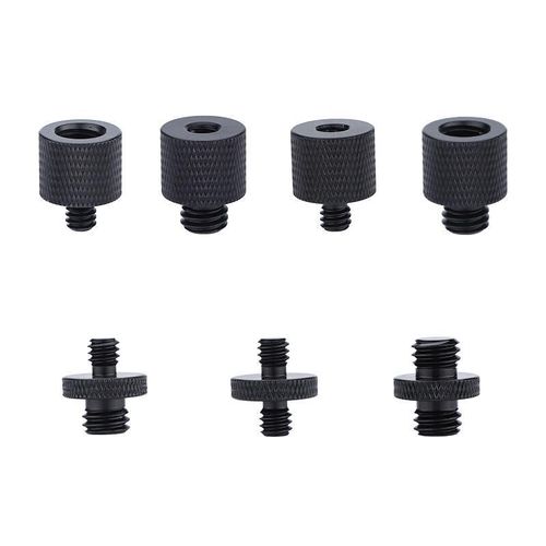 Adaptateur à vis pour trépied d'appareil photo 1/4" à 3/8" 6 pièces Le noir