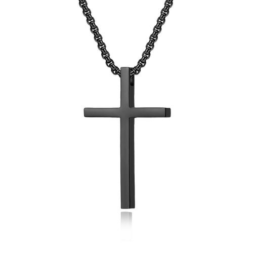 Collier En Acier Inoxydable Avec Pendentif Croix Le Noir