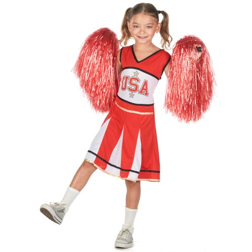 Déguisement Pompom Girl Usa Rouge Fille - Taille: Xs 3-4 Ans (92-104 Cm)