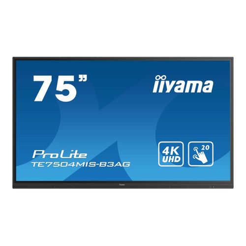 iiyama ProLite TE7504MIS-B3AG - Classe de diagonale 75" (74.5" visualisable) écran LCD rétro-éclairé par LED - signalétique numérique interactive - avec écran tactile - Android - 4K UHD (2160p)...