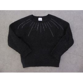 Pull Fille Noire Encolure À Sequins Tape À L'oeil - 6 Ans