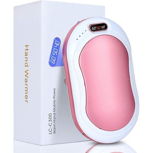 Chauffe-Mains Rechargeable, 10000mah Usb Powerbank, Chauffe-Mains Électrique Avec Plusieurs Niveaux De Chauffage De 40-60°C, Idéal Pour Les Raynauds Et La Randonnée, Camping(Rose)