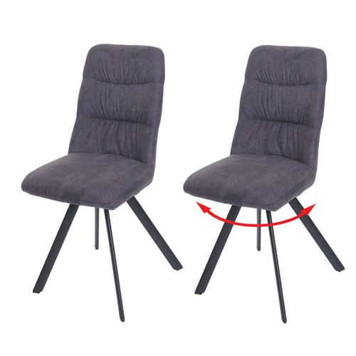 Lot De 2 Chaises De Salle À Manger Hwc-J69, Chaise De Cuisine, Pivotante Auto-Position, Velours   Anthracite