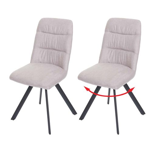 Lot De 2 Chaises De Salle À Manger Hwc-J69, Chaise De Cuisine, Pivotante Auto-Position, Velours   Crème-Beige