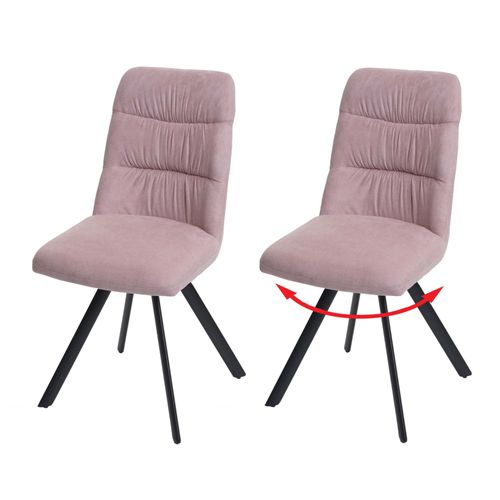 Lot De 2 Chaises De Salle À Manger Hwc-J69, Chaise De Cuisine, Pivotante Auto-Position, Velours   Rose