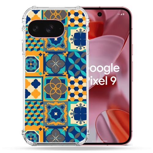 Coque Renforcée Pour Google Pixel 9 Texture Carreau Ciment Orange
