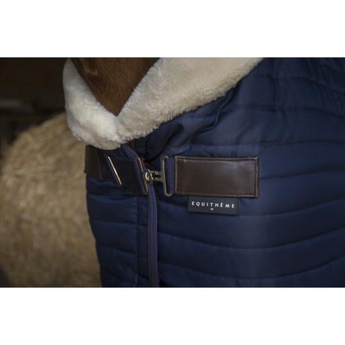 Couverture Equithème Teddy Doublée Mouton Navy, Taille 135 Cm , Cheval