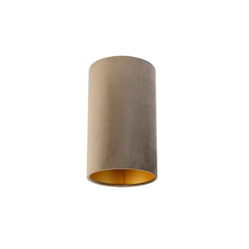 Qazqa Moderne Velours Lampenkap Taupe Met Gouden Binnenkant 15/15/25 ,