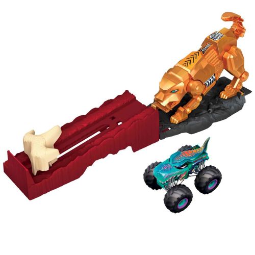 Hot Wheels - Monster Trucks - Coffret L'attaque Du Tigre À Dents De Sabre