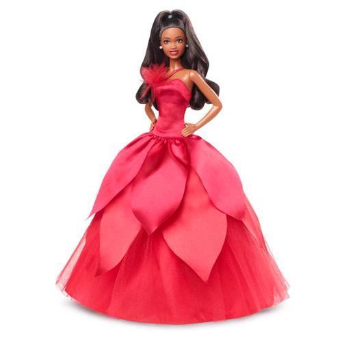 Barbie - Poupée Barbie Joyeux Noël 2022 - Cheveux Noirs Relevés