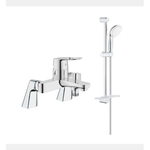 Grohe - Mitigeur bain mécanique GROHE Bauloop avec ensemble de douche GROHE Tempesta et colonnettes - Bronze