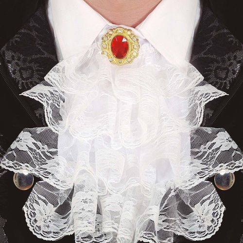 Jabot Dentelle Blanc Gemme Rouge Adulte