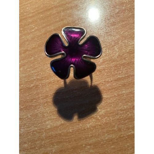 Bague Fantaisie - Fleur En Pate De Verre Mauve - Taille Réglable