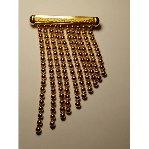 Broche Yves Saint Laurent , Rideau De Perles Doré, Vintage