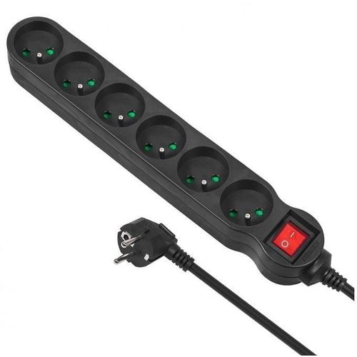 Multiprise 6 Prises Maclean Mce187 Interrupteurs 3m (noir)