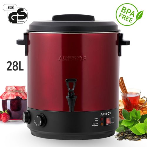 AREBOS Machine de mise en conserve 28 L Pot de mise en conserve 1800 W