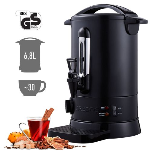 AREBOS Distributeur de Boissons 6,8 L Chaudes Bouilloire Marmite Vin Chaud Thé
