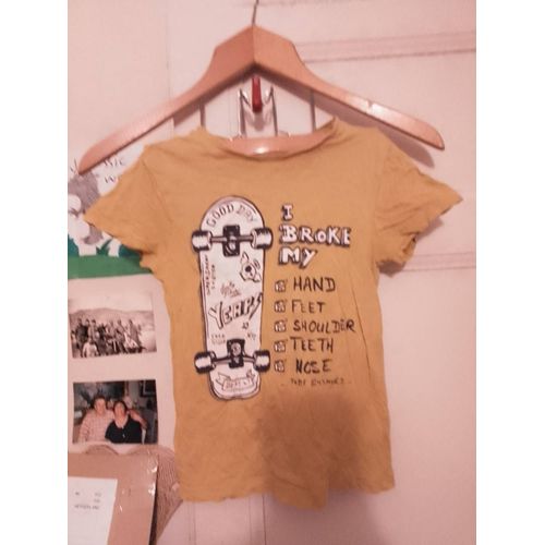 Tee-Shirt Jaune Imprimé Blanc/ Noir 6 Ans Gémo.
