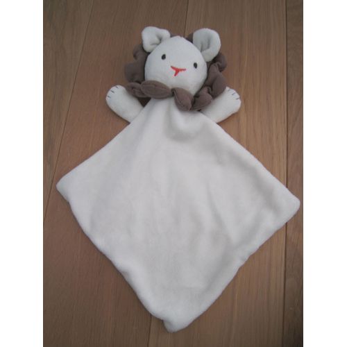 Doudou Lion Blanc Marron Sergent Major