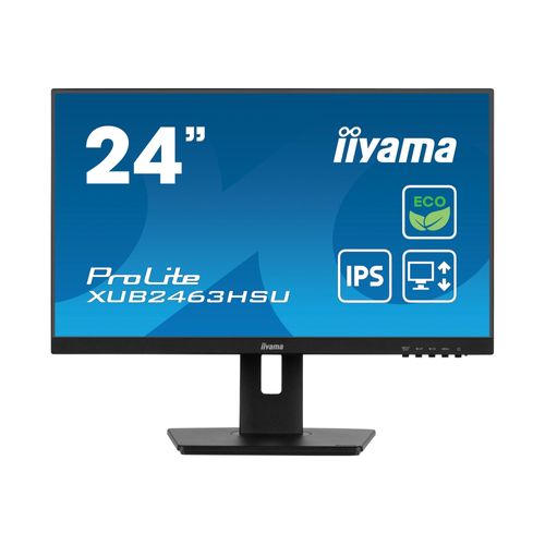 iiyama ProLite XUB2463HSU-B1 - Écran LED - 24" (23.8" visualisable) - 1920 x 1080 Full HD (1080p) @ 100 Hz - IPS - 250 cd/m² - 1300:1 - 3 ms - HDMI, DisplayPort - haut-parleurs - noir, mat