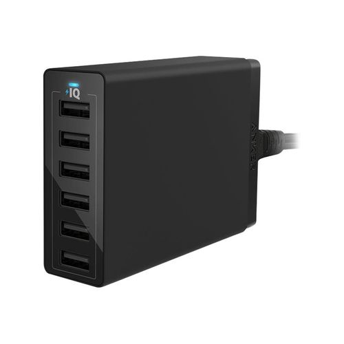 Anker PowerPort - Adaptateur secteur - 60 Watt - 12 A - 6 connecteurs de sortie (6 x USB) - noir