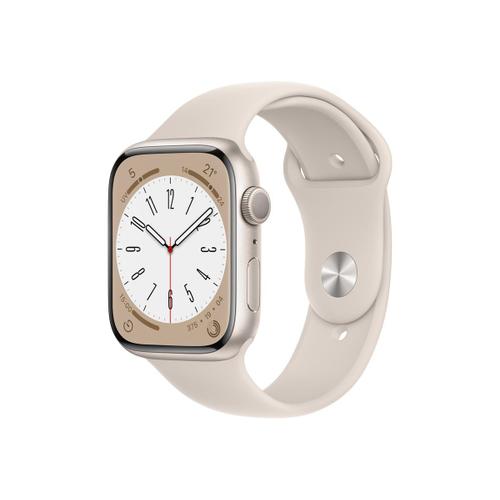 Apple Watch Series 8 (Gps) - Boîtier 45 Mm Aluminium Droit Avec Bracelet Sport Crème