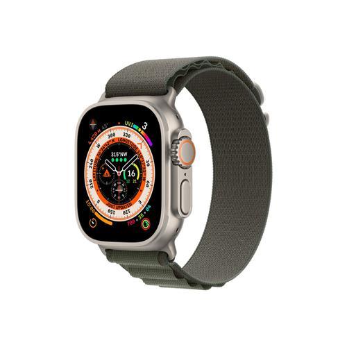 Apple Watch Ultra - Boîtier 49 Mm Titane Avec Bracelet Nylon Vert De Taille M