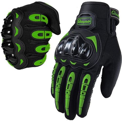 Gants Moto Tactile Protection Plein Doigt Pour Moto, Vtt, Velo, Trottinette , Motocross, Enduro, Scooter ,Sports Plein Air - Mi Saison - Noir Vert - Taille M