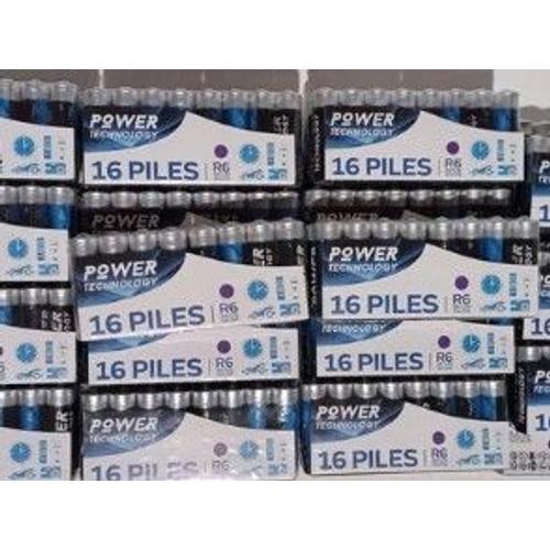 Lot de 16 piles R6 power technology AA LR6