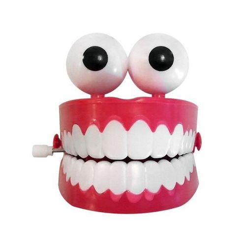 Dentier Sautillant Mécanique Sauteur À Remontoir Farce * Couleur : Blanc Noir Et Rose* Mécanisme Sans Pilesfonctions : Dentier
