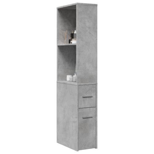 Vidaxl Armoire De Salle De Bain Étroite Avec Roulettes Gris Béton