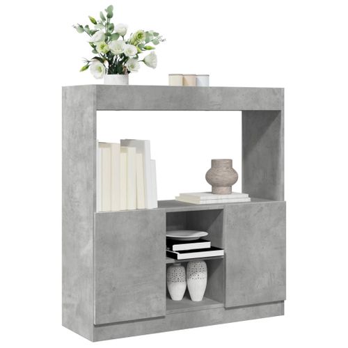 Vidaxl Buffet Haut Gris Béton 92x33x100 Cm Bois D'ingénierie