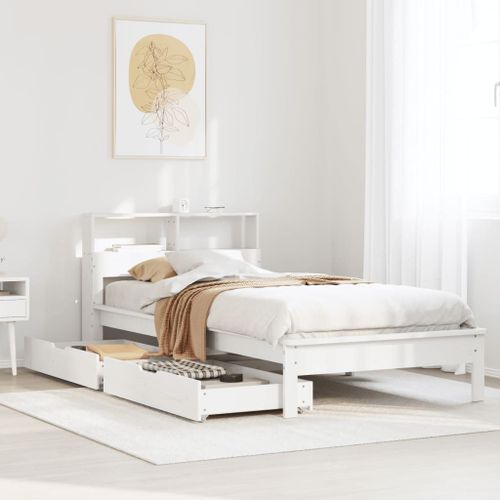 Vidaxl Lit Bibliothèque Sans Matelas Blanc 75x190cm Bois De Pin Massif