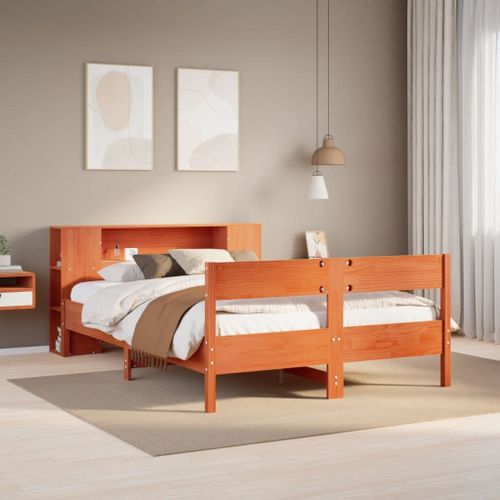 Vidaxl Lit Bibliothèque Sans Matelas Cire Marron 135x190 Cm Pin Massif