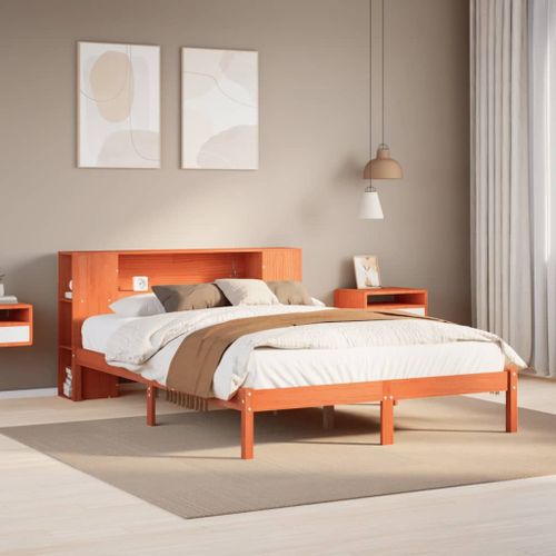 Vidaxl Lit Bibliothèque Sans Matelas Cire Marron 135x190 Cm Pin Massif