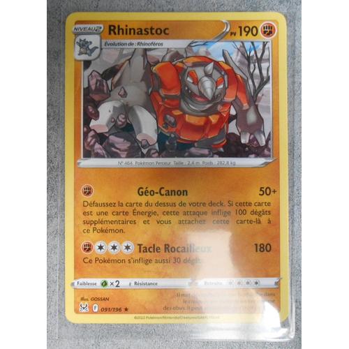 Carte Pokemon Rhinastoc 091/196 - Eb11 - Origine Perdue - Vf