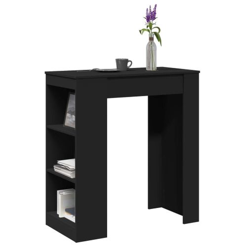 Vidaxl Table De Bar Avec Étagères Noir Bois D'ingénierie