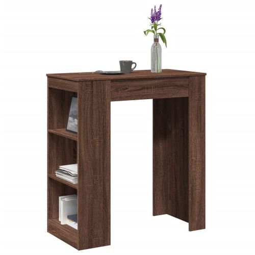 Vidaxl Table De Bar Avec Étagères Chêne Marron Bois D'ingénierie