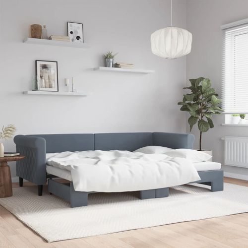 Vidaxl Lit De Jour Avec Lit Gigogne Gris Foncé 80x200 Cm Velours