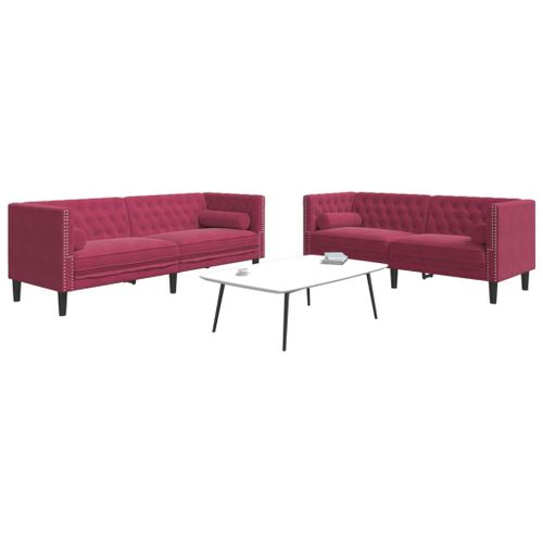 Vidaxl Ensemble De Canapé Chesterfield Et Traversins 2 Pcs Velours