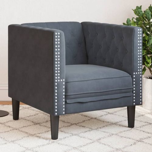 Vidaxl Fauteuil Chesterfield Gris Foncé Velours
