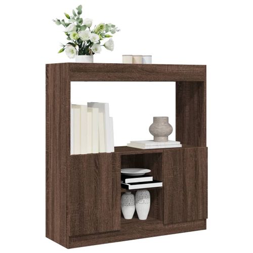 Vidaxl Buffet Haut Chêne Marron 92x33x100 Cm Bois D'ingénierie