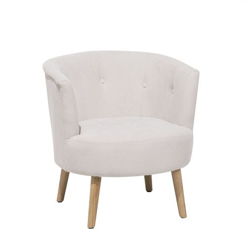 Fauteuil Club En Tissu Blanc Cassé Odenzen