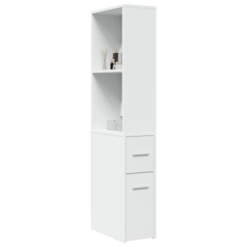 Vidaxl Armoire De Salle De Bain Étroite Avec Roulettes Blanc