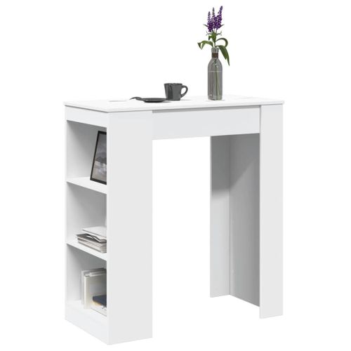 Vidaxl Table De Bar Avec Étagères Blanc Bois D'ingénierie